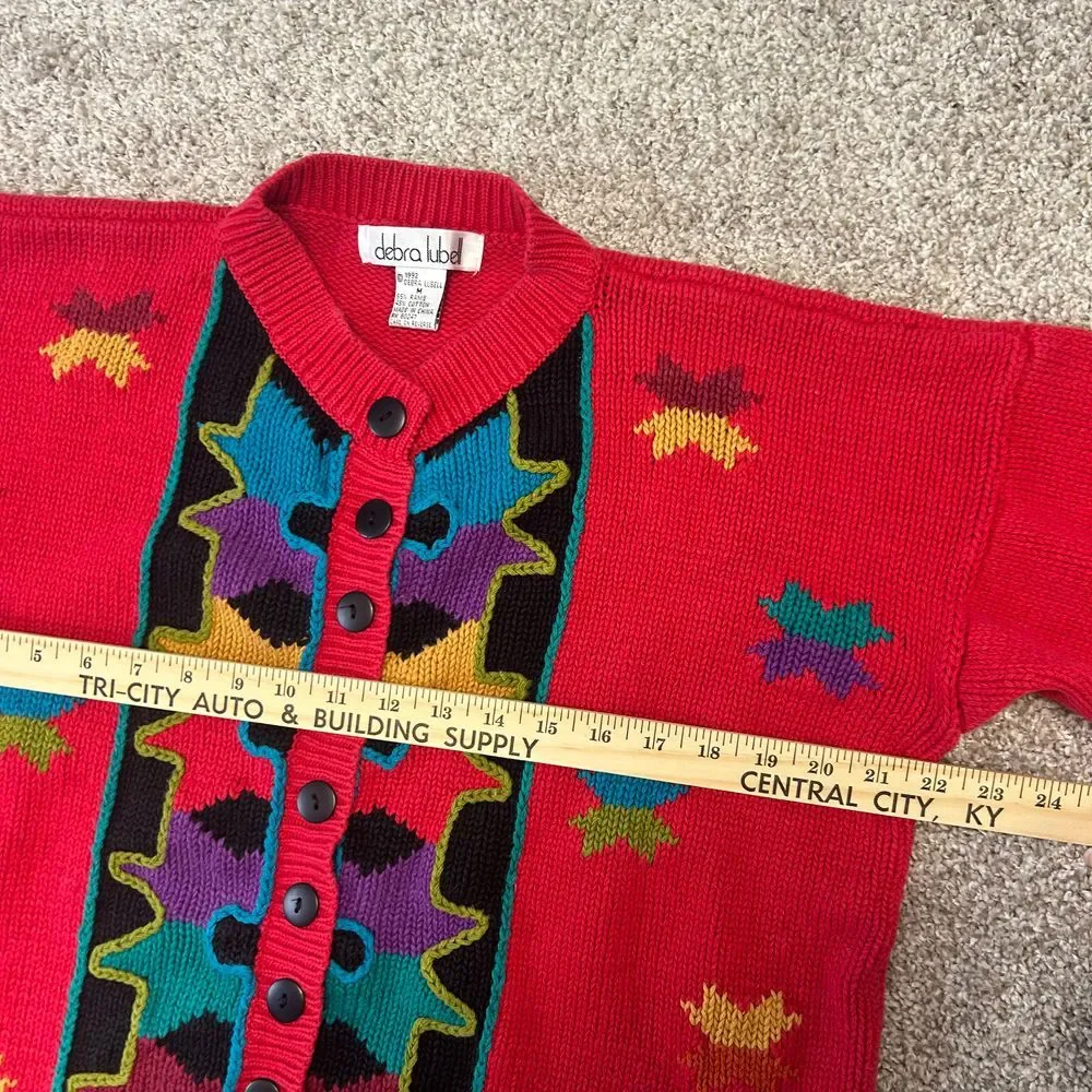 Vintage‎ Debra Lubell 1992 Button Front Cardigan Sweater Women Size Medium